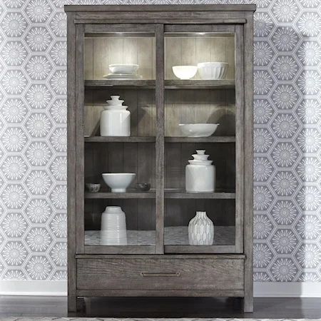 Contemporary 2-Door Display Cabinet with Interior Lighting